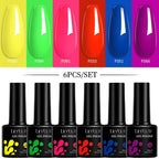 LILYCUTE 7ML 6PCS Neon Gel Nagellack Set fluoreszierend Farbwechsel Semi Permanent Soak Off Maniküre-Kit Nail Art Gel