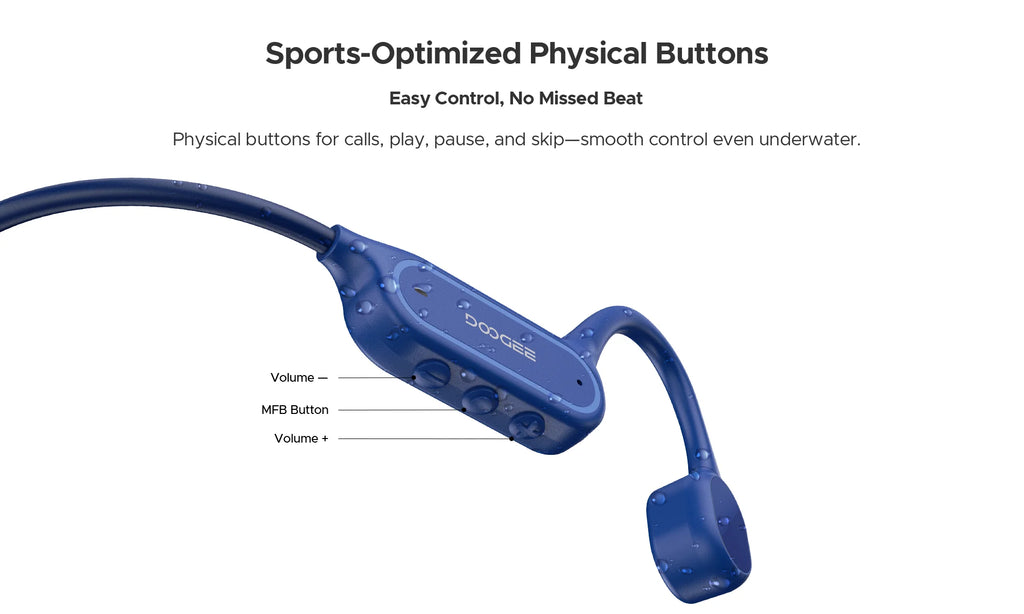 DOOGEE BoneBeat Swim Lite Knochenschall-Sportkopfhörer Bluetooth 5.4 Drahtloser Ohrhörer Wasserdichtes Headset zum Schwimmen