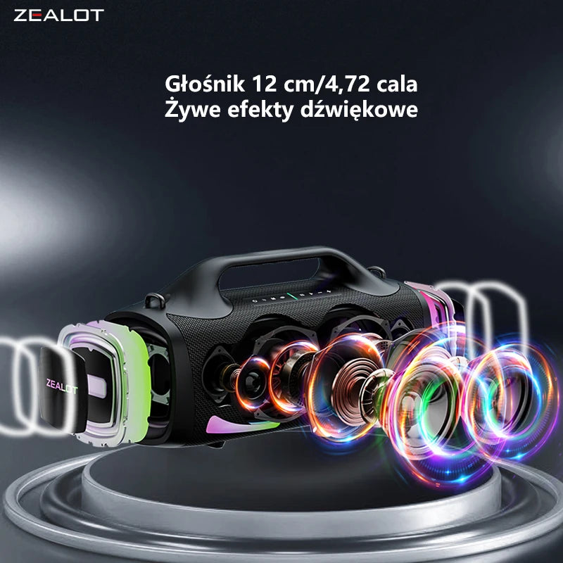 ZEALOT S79 Bluetooth-Lautsprecher 100W Tragbarer Subwoofer HiFi Dual Pairing Schnellladung 24000mAh Akku