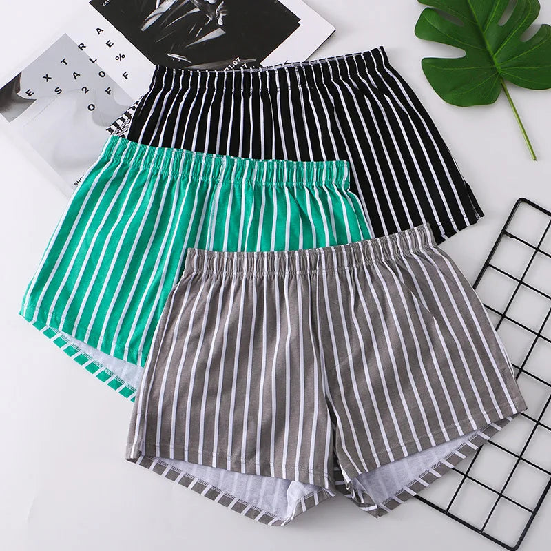 Herrenunterwäsche Boxershorts Gestreifte Lose Shorts Trend Herren Slips 100% Baumwolle Arrow Pants Klassische Basics Hauskleidung Schlafunterhosen