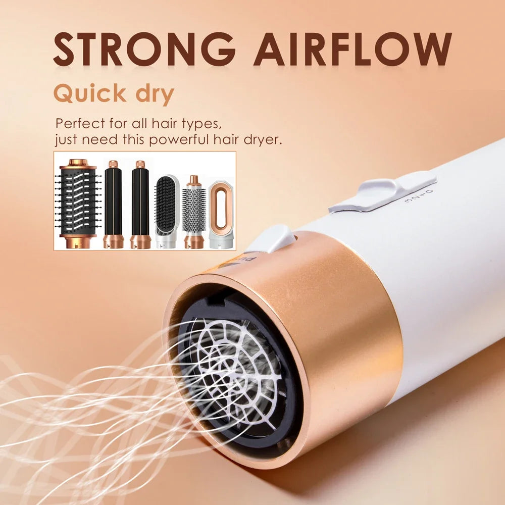 6-in-1 Haartrocknerbürste Heißkamm-Set Professioneller Lockenstab Haarglätter Styling-Tool Luft-Styling Haartrockner Haushaltsgerät
