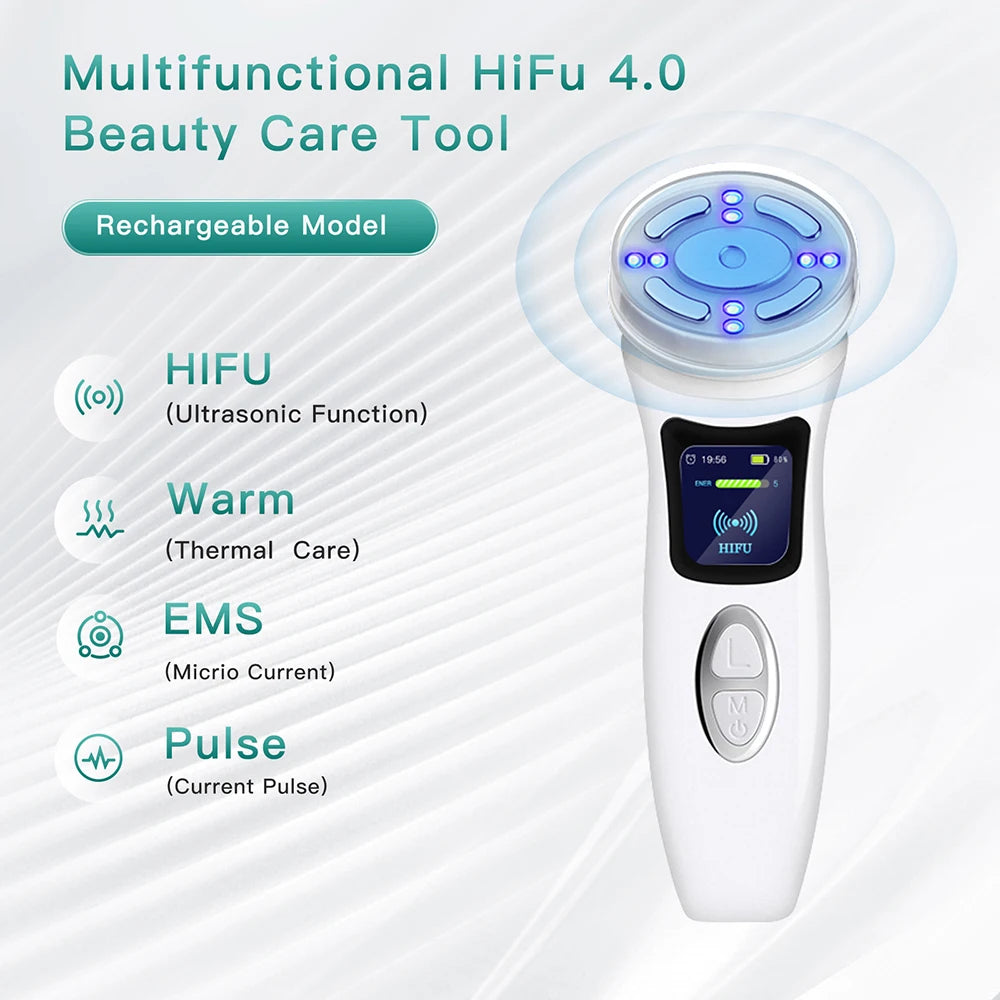 MINI HIFU 4. Generation Lifting-Gerät EMS Warmes Ultraschall-Gesichts-Augenmassage-Instrument Hautfestigende Heimgebrauchs-Spa-Schönheitsgeräte