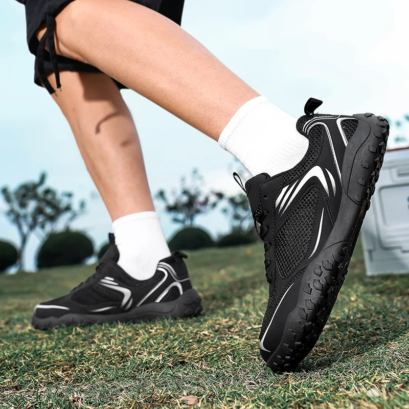 Unisex Wide Width Hiking Shoes Breathable Mesh Outdoor Trekking Sneakers Anti Slip Rubber Sole Walking Trainers Summer Autumn
