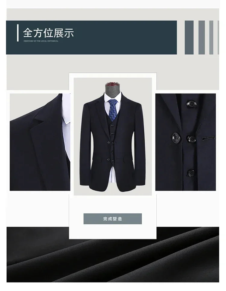 S-7XL Anzug Neu (Sakko + Weste + Hose) Koreanische Version der Slim-Fit-Arbeitskleidung Mode Business Herren Freizeit Hochzeits Gentleman-Anzug