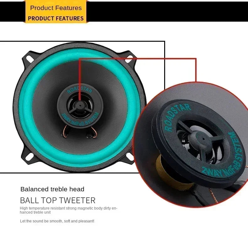4/5/6,5 Zoll Universal Auto Koaxiallautsprecher HiFi Automotive Audio Full Range Frequenz Subwoofer Verbesserter Auto Stereo Sound