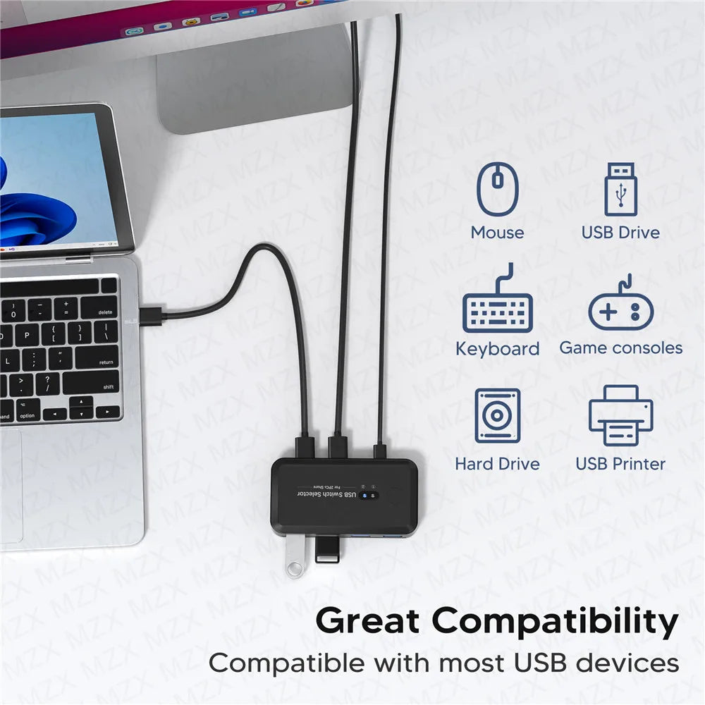 MZX USB 3.0 Switch KVM Switcher Selector KM Hub Dockingstation Dock 2 Computer Laptop PC Zubehör Tastatur teilen für Macbook