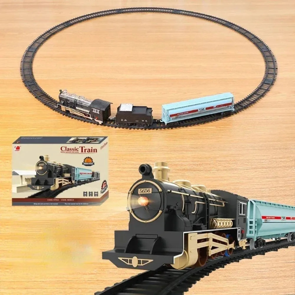 Classical Electric Train Set Toy Car Railway Train Model Educational Game Children Christmas Toys for Boy