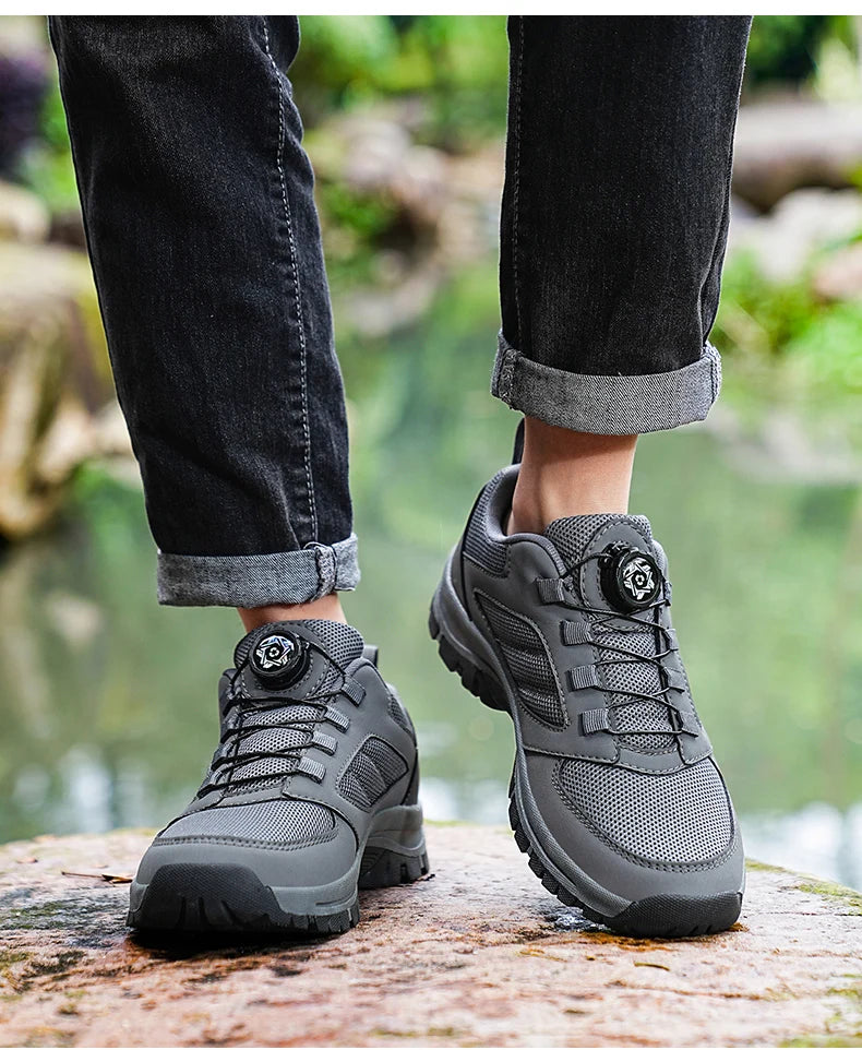 Herren-Outdoor-Sportschuhe für Frühling und Herbst mit drehbarer Schnalle, bequem, rutschfest, Wanderschuhe, große Größen 39–48