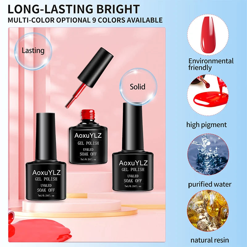 28tlg./Set Gel-Nagellack-Set Glasflasche Soak Off UV-Gel-Lack Rot Rosa Bunter Gel-Nagellack Matt Top Base Coat Nagelgel-Kit