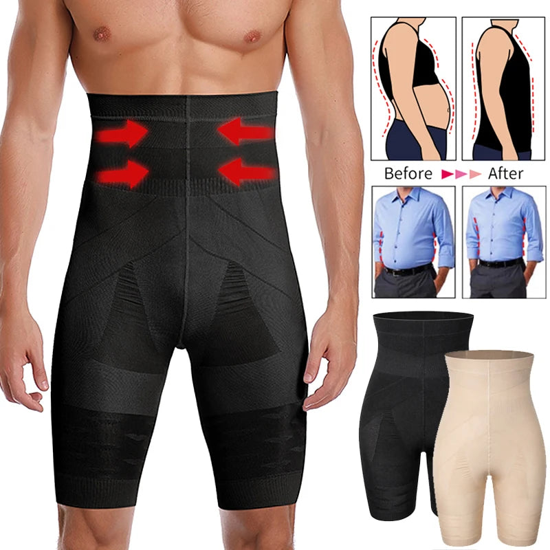 Herren Body Shaper Bauchkontroll-Shorts Shapewear Bauchmieder Boxer Slips Hohe Taille Schlankheitsunterwäsche Bein Kompressionshose