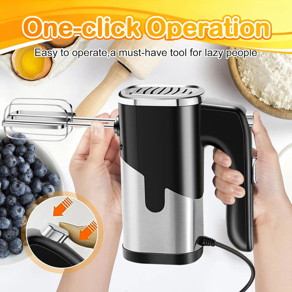 800W Elektrischer Küchenmixer mit Doppelrührbesen, Eierschläger, Knethaken, 5 Geschwindigkeiten, Küchenpürierer, Sahne, Marmelade, Pudding, Milchshake, Handmixer