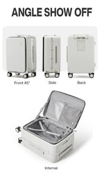 Mixi NEUER Aluminiumrahmen-Koffer Handgepäck Rollkoffer mit USB-Anschluss, Getränke- und Handyhalter für die Kabine, 20 24 Zoll