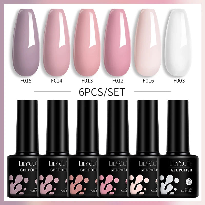 LILYCUTE 6PCS Gel-Nagellack-Set Sommer Neon Nagellack-Gel-Kits für DIY Nagel Semi-Permanenter UV-Lampe Gellack Nagellack-Set