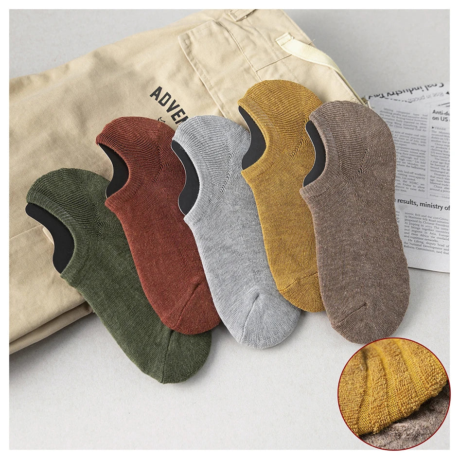 5 Paar Herren Baumwoll Kurzsocken Hochwertige Crew Ankle Casual Weiche Rutschfeste Atmungsaktive Low-Cut Sommer Herbst Socken für Herren