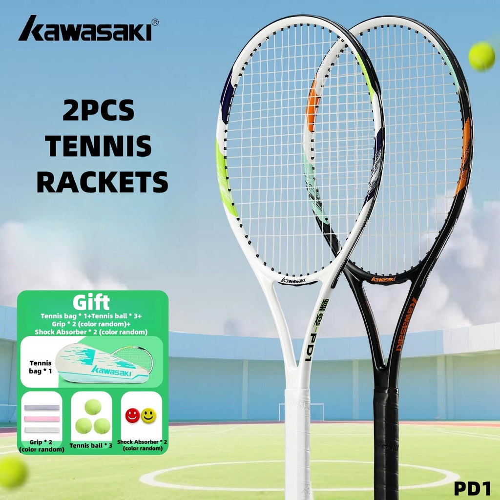 Kawasaki Light Tennisschläger Set Carbon-Composite Schlägerset KD1&PD1 Anfänger Professionelles Schläger Set für Damen und Herren Training