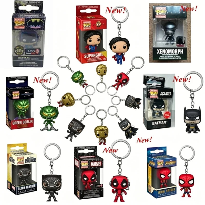 2026 Funko Schlüsselanhänger Ranger Rot Blau Pink Minion Kevin Otto Stuart Spider Spot Vash Ahsoka Inuyasha Homer Sam Sally Figuren Spielzeug
