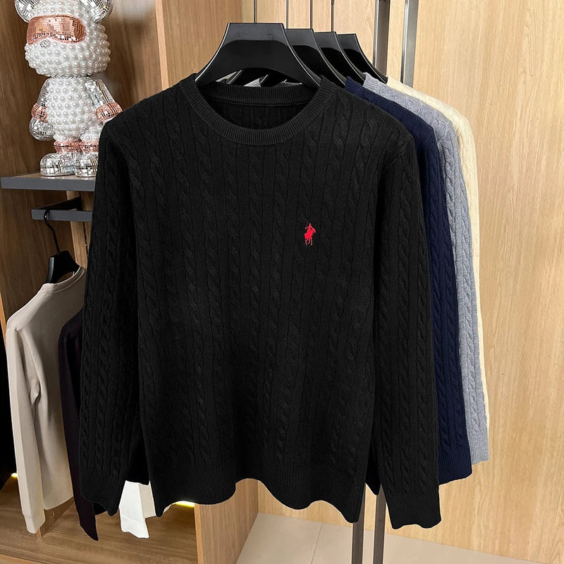 Luxus Herrenmarke Frühling Hochwertiger Strickpullover Rundhals Jacquard-Stickerei Langarm Pullover Freizeit Mode Herren C
