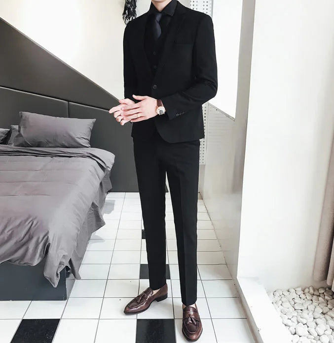 Neue Anzüge (Blazer + Weste + Hose) Herrenmode Business Hochzeit Gentleman Voller Professioneller Interview Formeller Freizeit Anzug