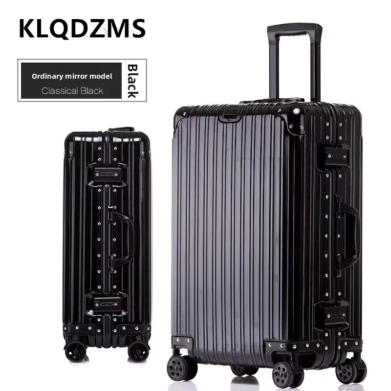 KLQDZMS Deutscher Koffer aus Aluminium-Magnesium-Legierung, 20 Zoll, Handgepäck, 28 Zoll, großes Fassungsvermögen, Reisekoffer aus Leder für Geschäftsreisen