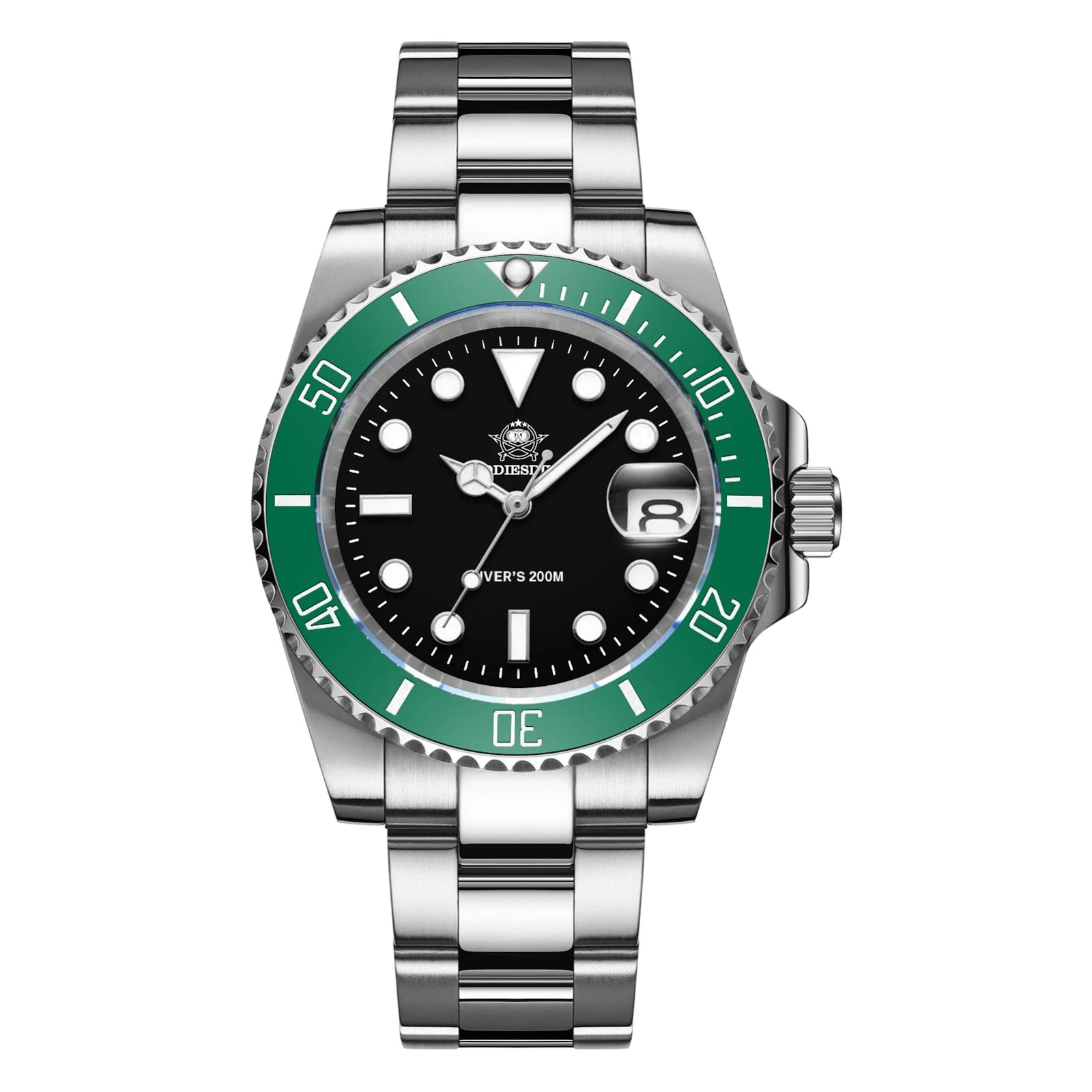ADDIESDIVE Herren-Uhr klassisch mit Keramiklünette 200m wasserdicht Freizeit Quarz-Uhr BGW9 Blaue Leuchtzeiger Geschenk-Uhr MY-H3-2