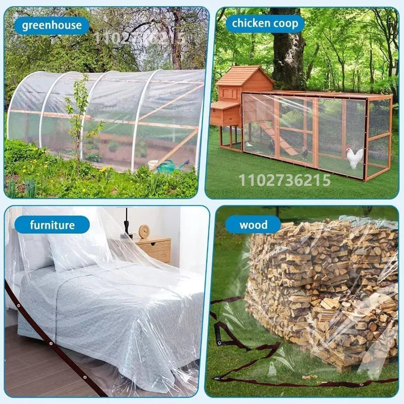 Transparente regendichte Beschattungsplane Leichte wasserdichte Planenabdeckung transparente Regenschutzplane 2x2m