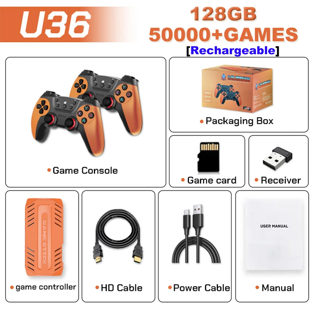 U36 Game-Joystick mit über 50.000 vorinstallierten Spielen, 4K HD-Ausgabe, Retro-Spielekonsole, 3D, über 40 Emulatoren, PSP, PS1