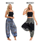 Damen Boho Weite Hosen Haremshose Erwachsene Hohe Taille Yoga Loose Laternenhose Atmungsaktive Strandhose Urlaub Bedruckte Jogger