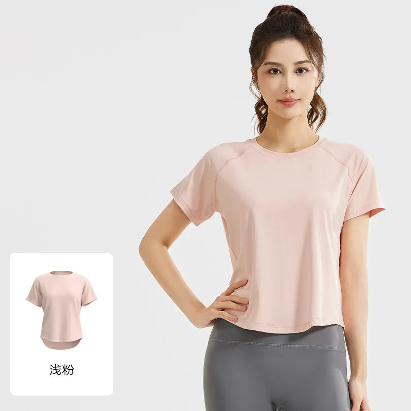 STOUREG Damen Lockeres Mesh Sport T-Shirt Schnell Trocknend Kurzarm Yoga T-Shirt Pilates Laufen Sport Fitness Kurzarm