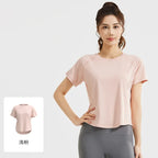 STOUREG Damen Lockeres Mesh Sport T-Shirt Schnell Trocknend Kurzarm Yoga T-Shirt Pilates Laufen Sport Fitness Kurzarm