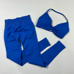 UETEEY Set für Damen, Trägerloser Yoga-BH, Sport-Top, Workout-Leggings-Set, Nahtloses Fitnessstudio-Set, Fitnesskleidung, Outfit, Activewear