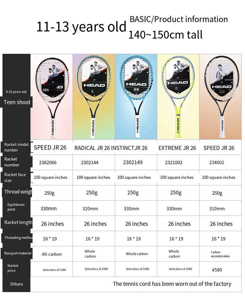 HEAD 2026 Neuer Carbon Tennisschläger für Herren Damen Tenis Raquete Blau