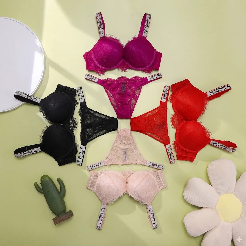 BH- und Höschen-Set Bequeme Push-up-Shapewear Verstellbar Gepolstert Gerafft Neu V-Spitze Dessous-Set Damen Sexy