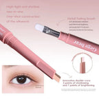 Matter aufhellender Seidenraupen-Stift, Pinkbrauner zweifarbiger Highlighter-Konturschattenstift mit Detail-Verblendpinsel für Augen-Make-up