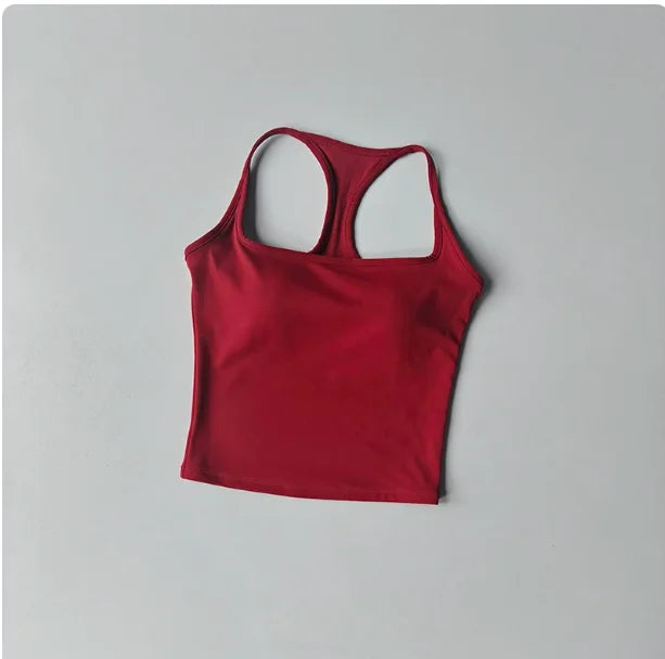 Sport- und Fitnessweste mit Brustpolster Sommer Stoßfest Schönheitsrücken Nude Feeling Anzug Pilates Training Yoga Top Yoga Kleidung