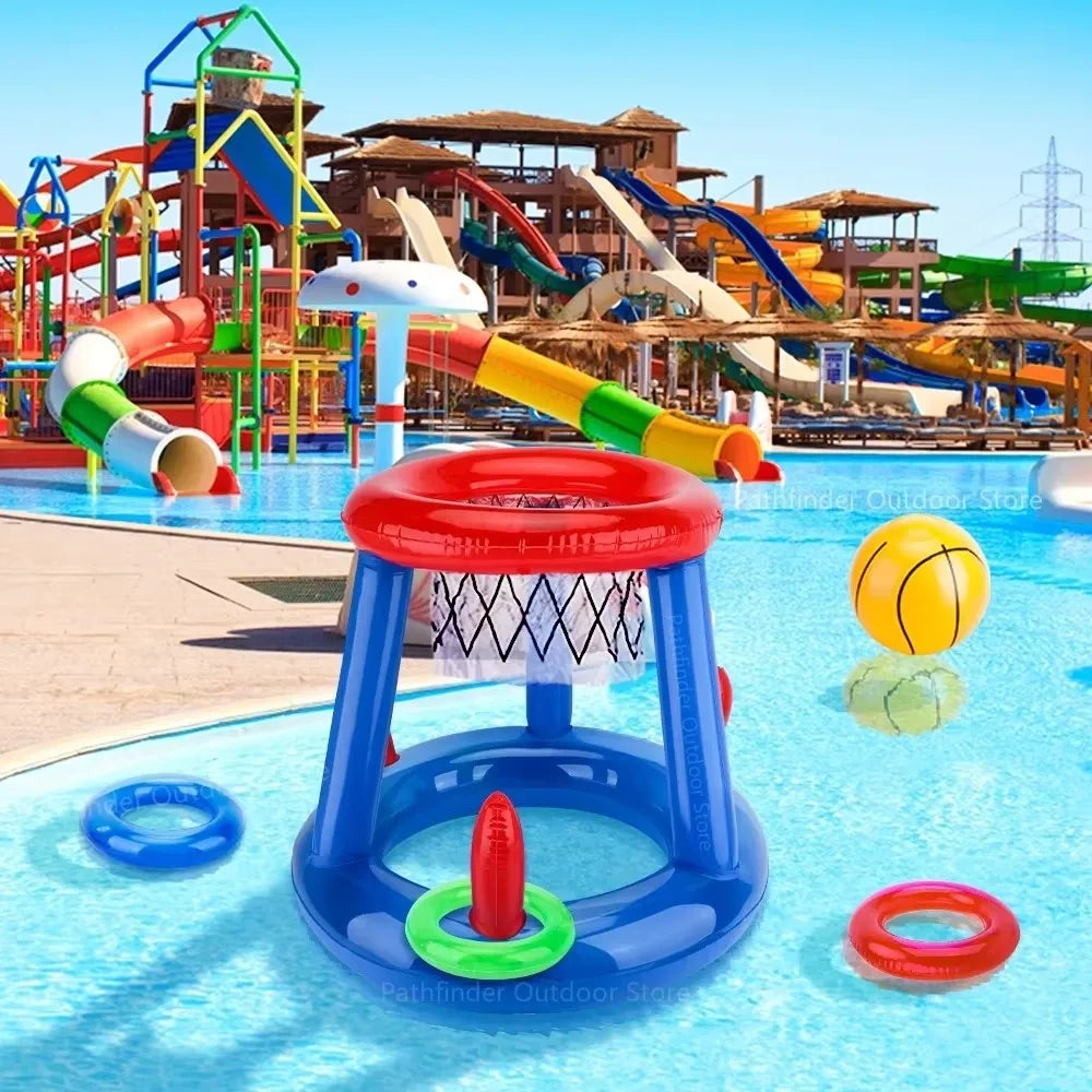 Aufblasbares Ringwurfspiel, schwimmender Basketballkorb, interaktives Wassersportspielzeug, Partygeschenk, Strandspaß, Poolzubehör