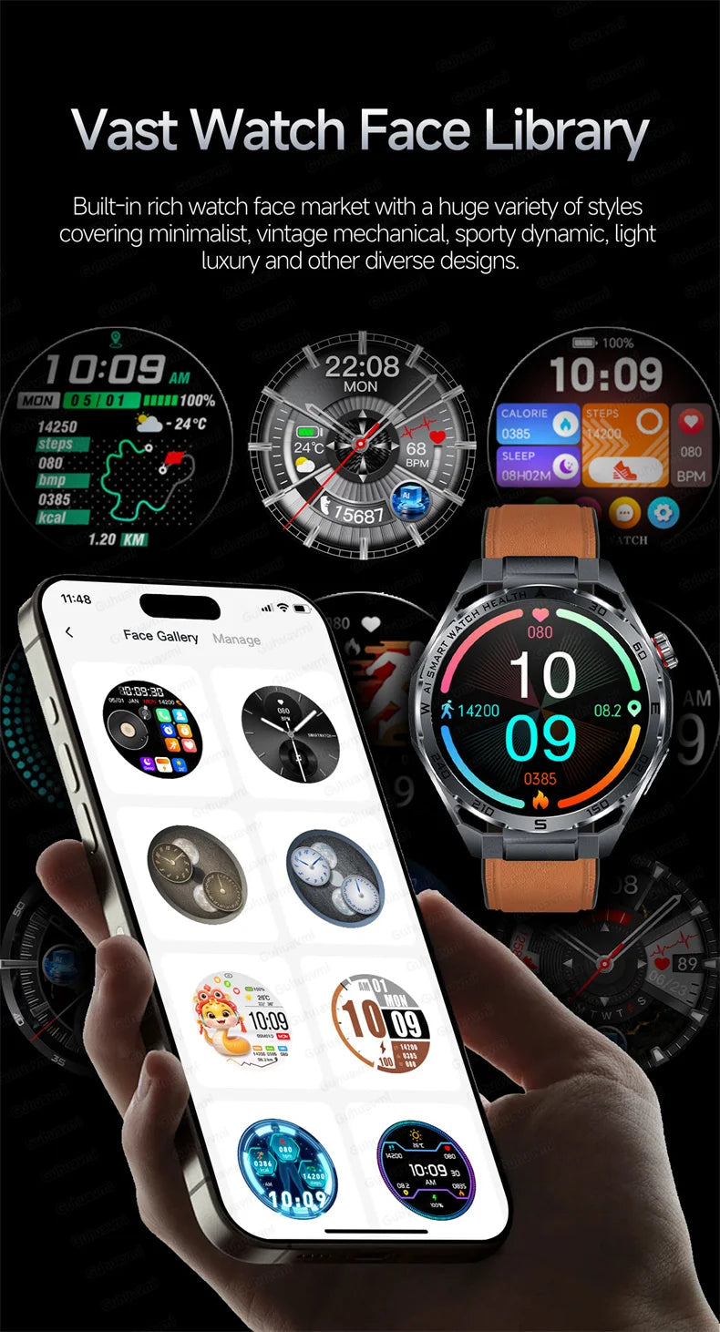 EKG High-End Gesundheits-Smartwatch Herren Blutdruck Lipide Blutsauerstoff Körperanalyse Harnsäure Gesundheitstracker Smartwatch Herren Damen