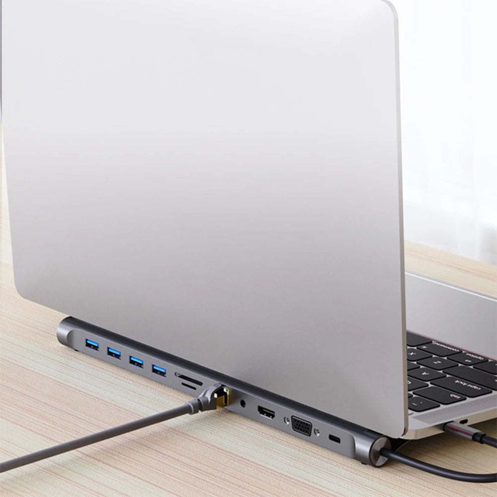 11-in-1 USB C Dockingstation mit 4K HDMI-kompatibel VGA Ethernet USB C Dock 100W PD SD/TF Audio Typ C Hub 1* USB 3.0 3*USB2.0