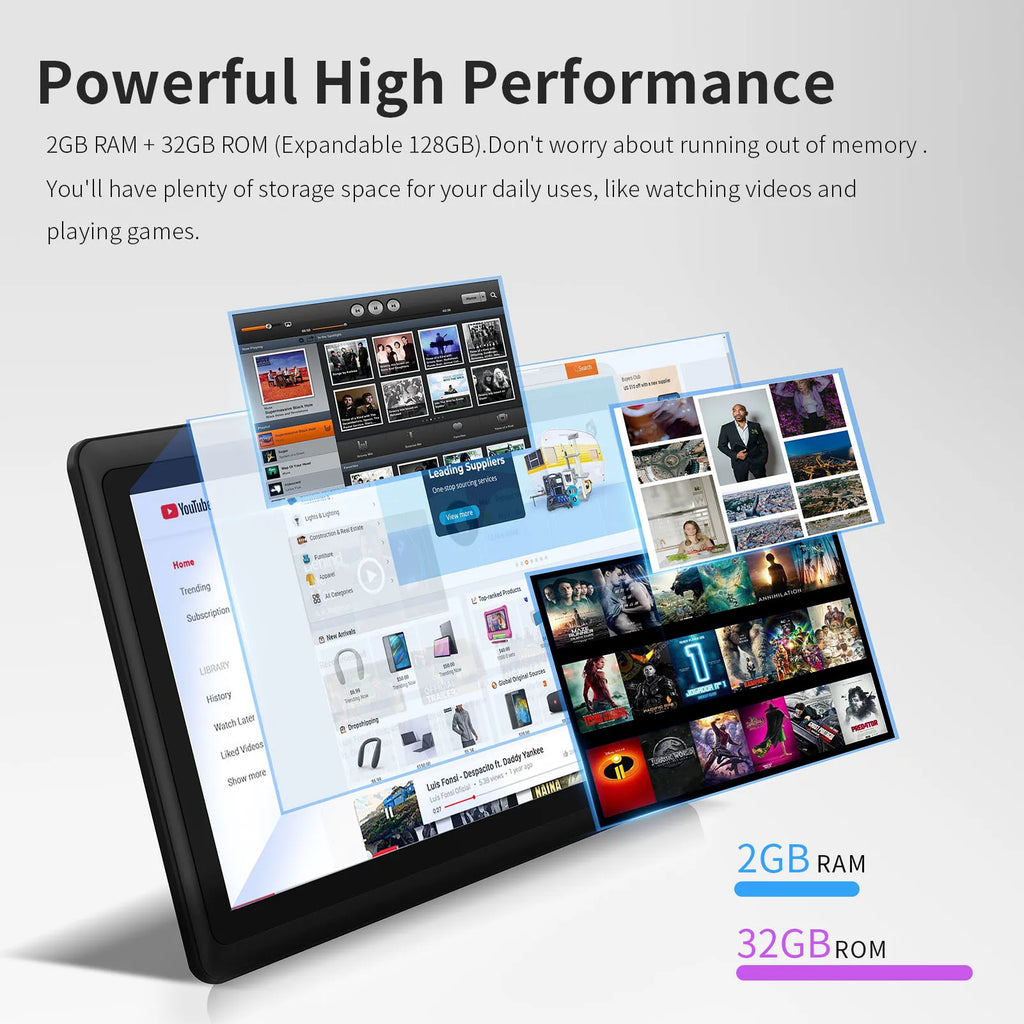 Pritom 7 Zoll Tablet PC, Android 13 Quad-Core, 4 GB (2+2 GB virtuell) RAM 32 GB ROM, WiFi, Dual-Kamera, USB C, mit Ledertasche