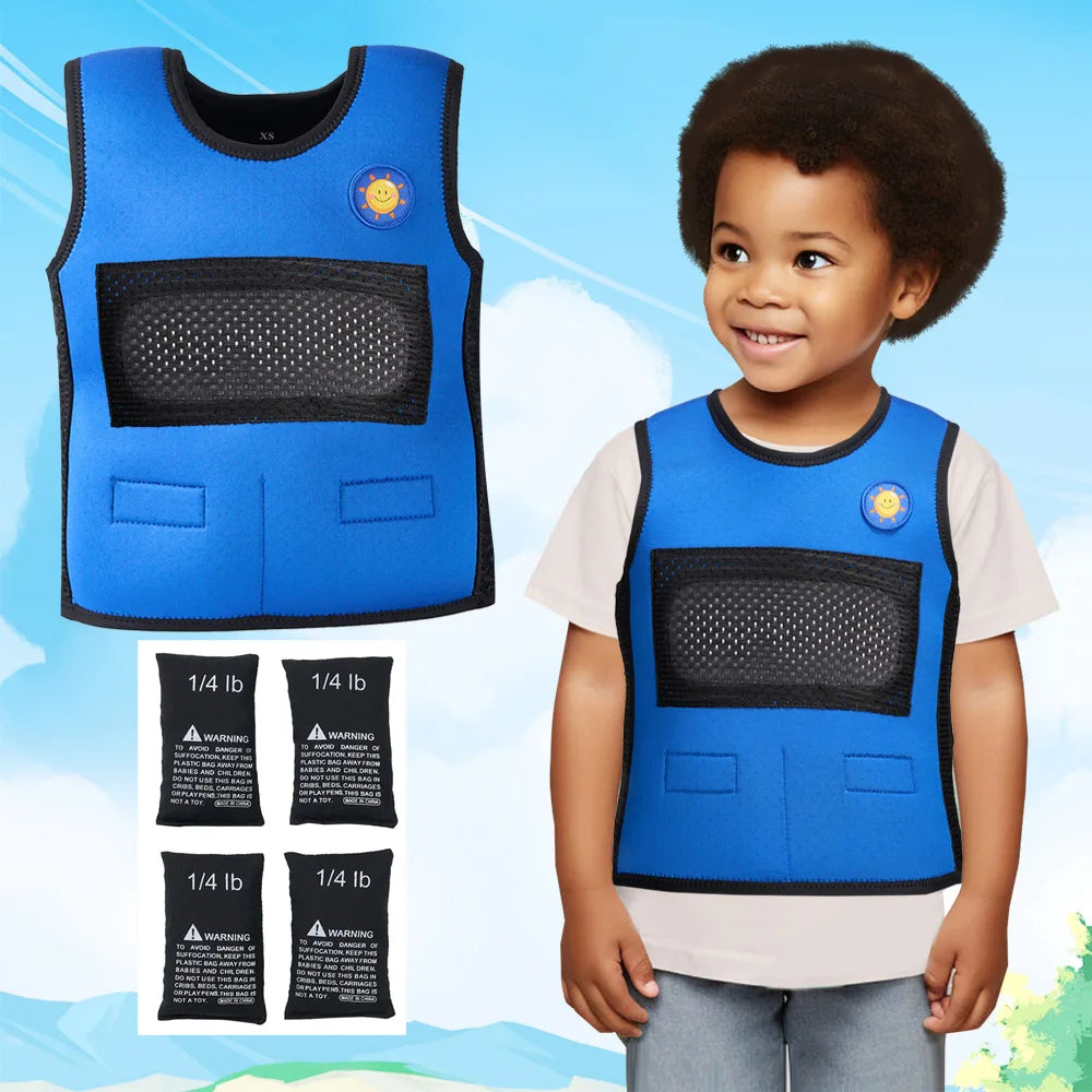 Sensory Weighted Vest for Kids for Autism Hyperactivity Mood Processing Disorders Children Breathable Comfort Compression Vest