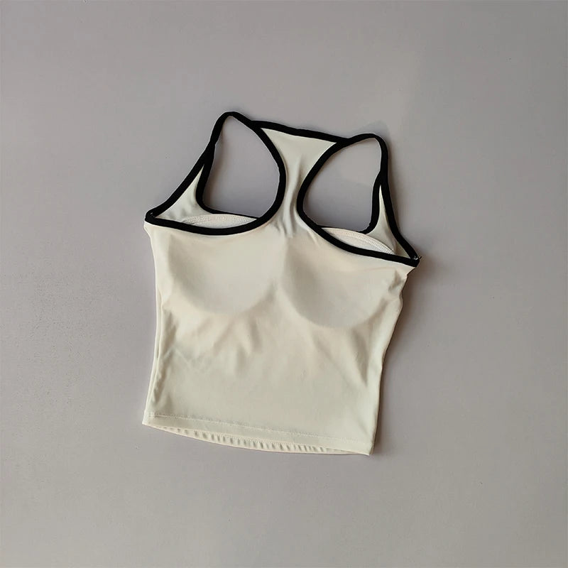 Sport- und Fitnessweste mit Brustpolster Sommer Stoßfest Schönheitsrücken Nude Feeling Anzug Pilates Training Yoga Top Yoga Kleidung