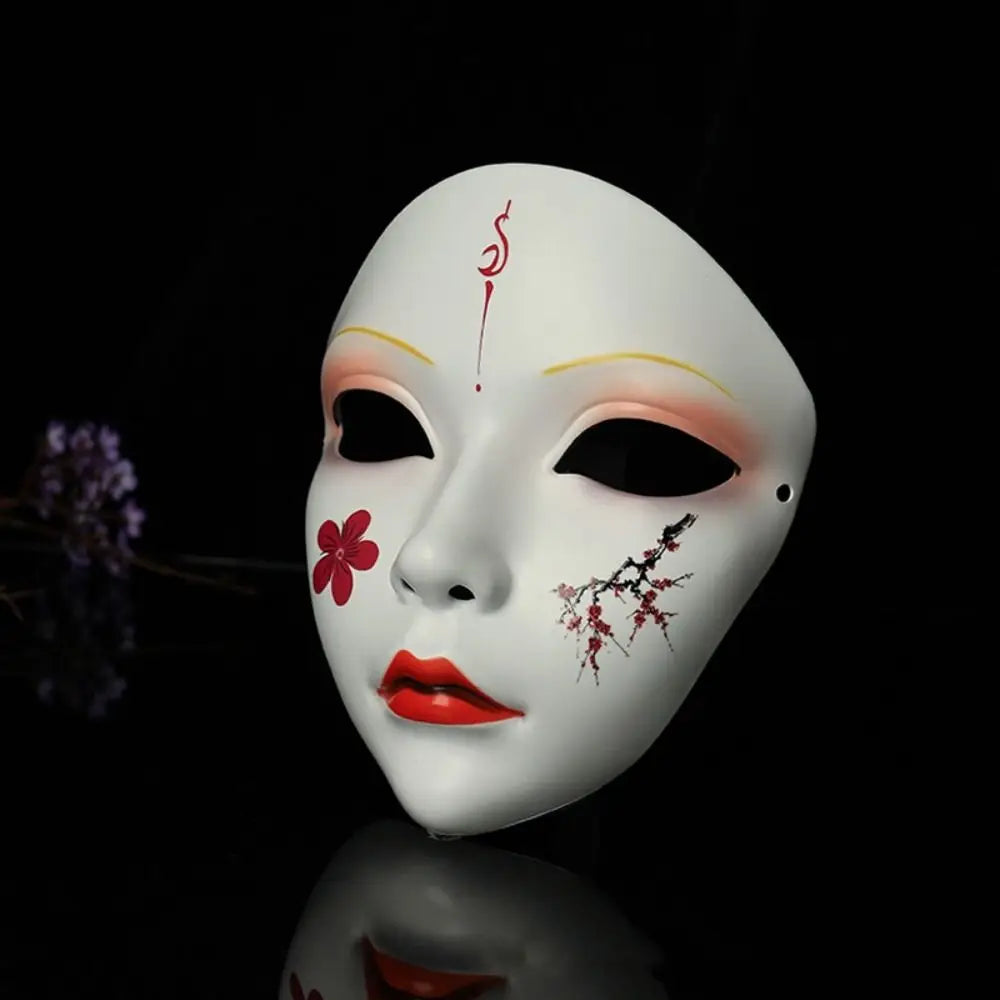 Party Supplies Vollgesichts-Cosplay Geisha Maske Blumen-Verkleidung Hanfu Cosplay Maske Maskerade Gruselige japanische Maske Kinder