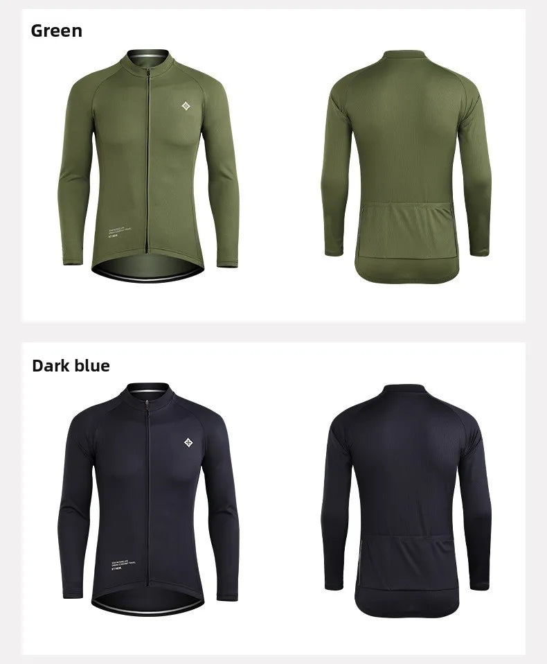 XINTOWN Herren Langarm-Radtrikot, Rennbekleidung für Frühling/Sommer, Export-Fahrradbekleidung, einfarbiges Langarm-Oberteil