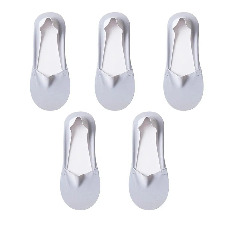 5 Paar Damen Socken Atmungsaktive Unsichtbare Silikon Anti-Rutsch Einfarbige Bootssocken Bequeme Hochwertige No-Show Socken Ultra-dünn