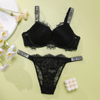 BH- und Höschen-Set Bequeme Push-up-Shapewear Verstellbar Gepolstert Gerafft Neu V-Spitze Dessous-Set Damen Sexy
