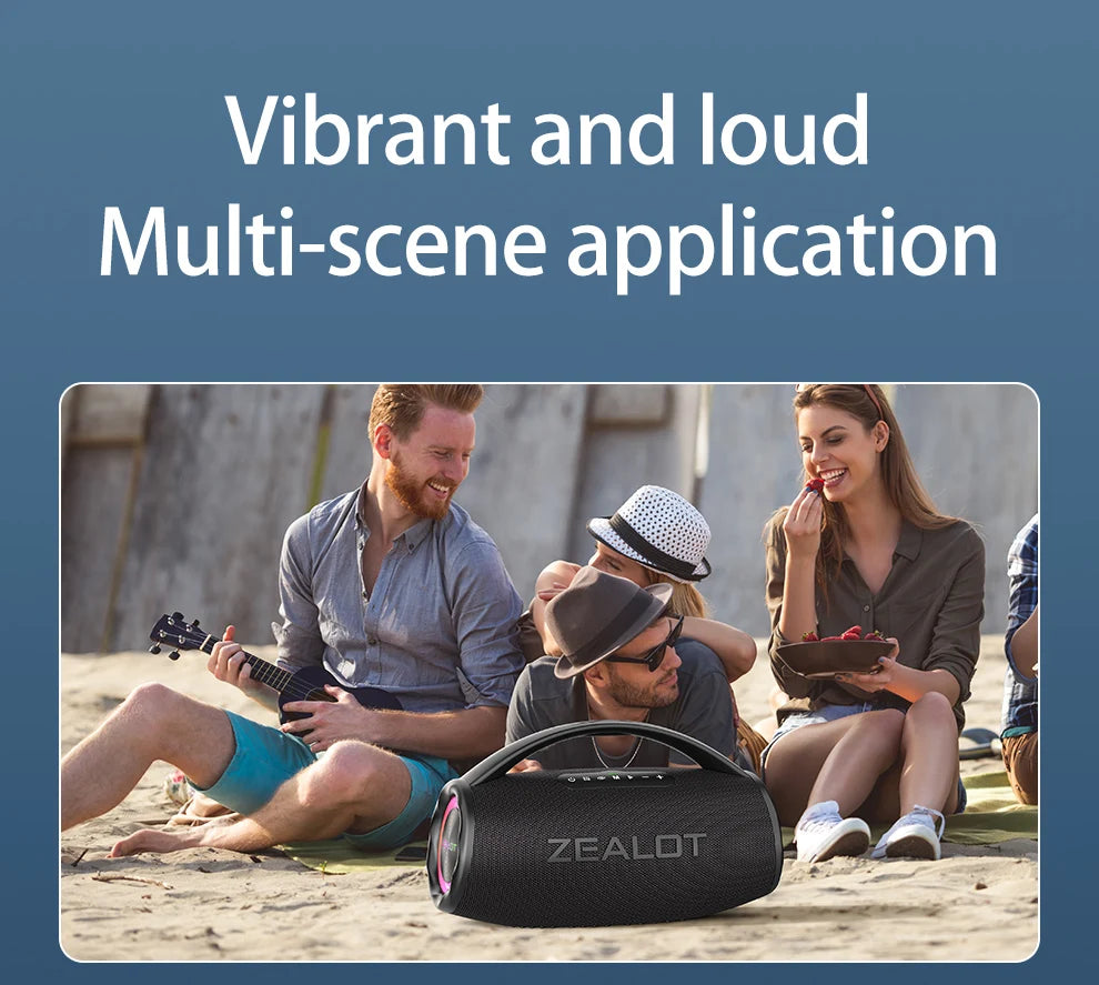 ZEALOT-S97 80W Tragbarer Bluetooth-Outdoor-Lautsprecher, HiFi-Sound, Subwoofer, Dual Pairing, Schnellladefunktion, 16000mAh Akku