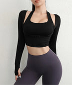 Cloud Rise Damen Yoga-Shirts Sport-Trainings-T-Shirt Sexy Mädchen Langarm-Bluse Fitnessstudio Fitness Crop Top Herbst Winter Sportbekleidung