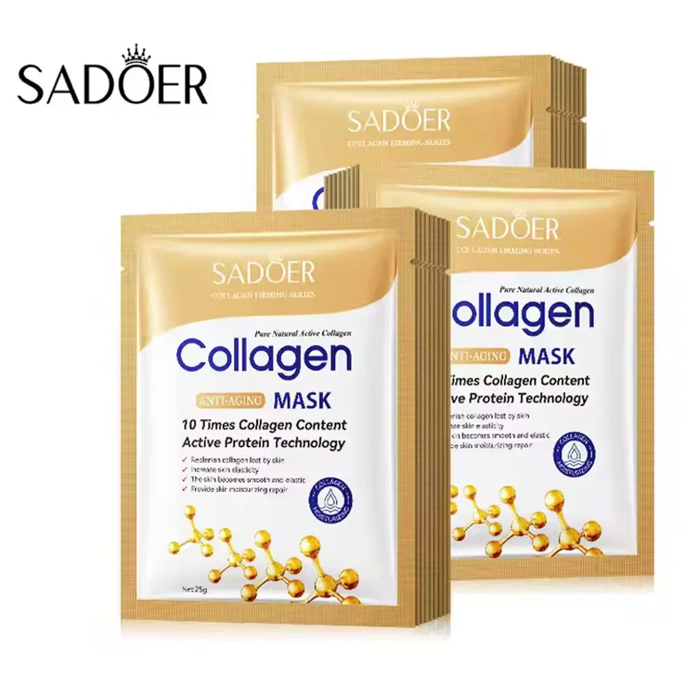5/10/20/30pcs SADOER Collagen Face Mask Firming Moisturizing Repair Brightening skincare Face Sheet Mask Facial Masks Skin Care Main image