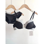 Sexy Leopard-Print-Dessous-Set für Damen, kabellos, unsichtbarer Push-Up für kleine Brüste, verstellbares A-bis-C-Körbchen, transparenter, reiner Spitzen-Look, S-XL