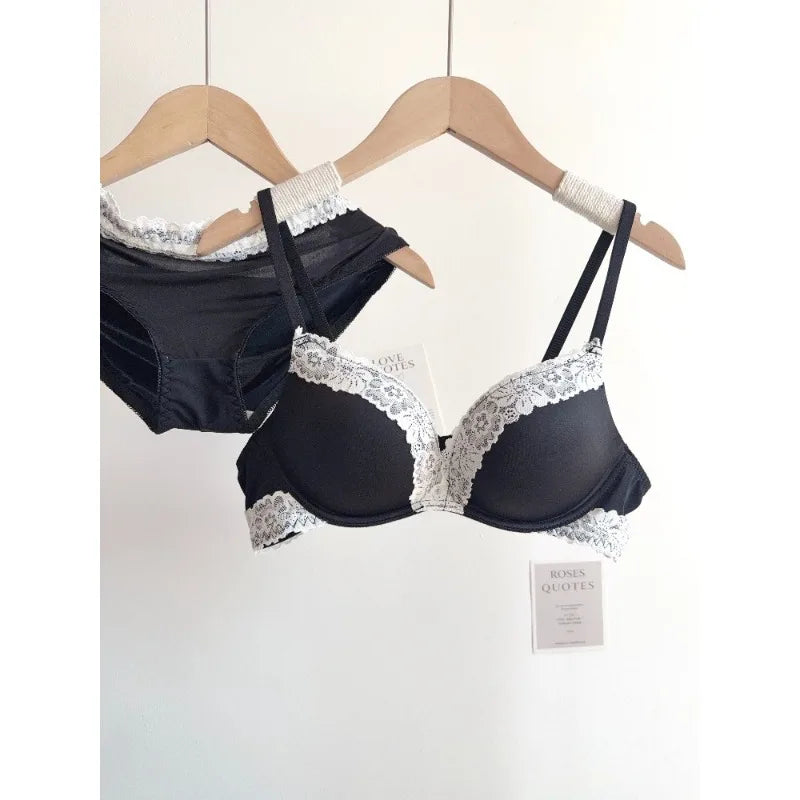 Sexy Leopard-Print-Dessous-Set für Damen, kabellos, unsichtbarer Push-Up für kleine Brüste, verstellbares A-bis-C-Körbchen, transparenter, reiner Spitzen-Look, S-XL