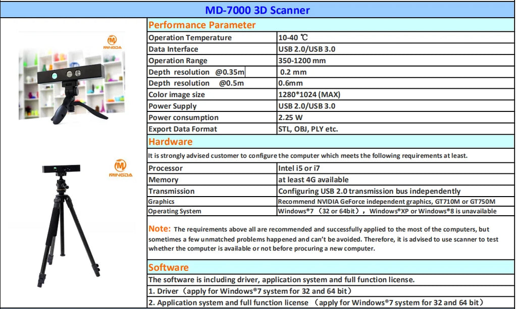 Manufacture Direct Sale MINGDA 3D Body Scanner And / Industrial 3d Printers Price , 3D Laser Scanner Price For The Head Only